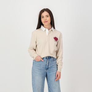 Old School Heraldic LS Rugby Jersey-Ivory
