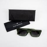 Old School Rectangle Sunglasses-Green