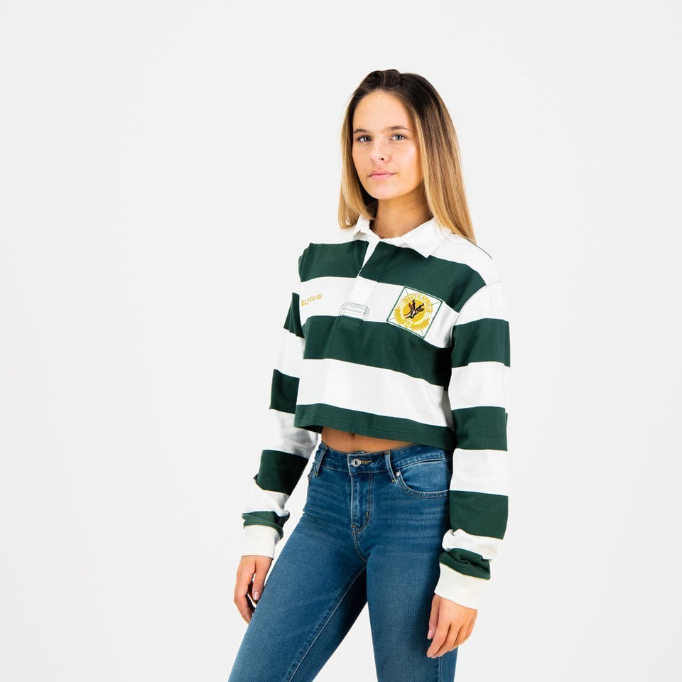 SA Supporters 8X8 Stripe Crop Rugby Jersey-Cloud Dancer