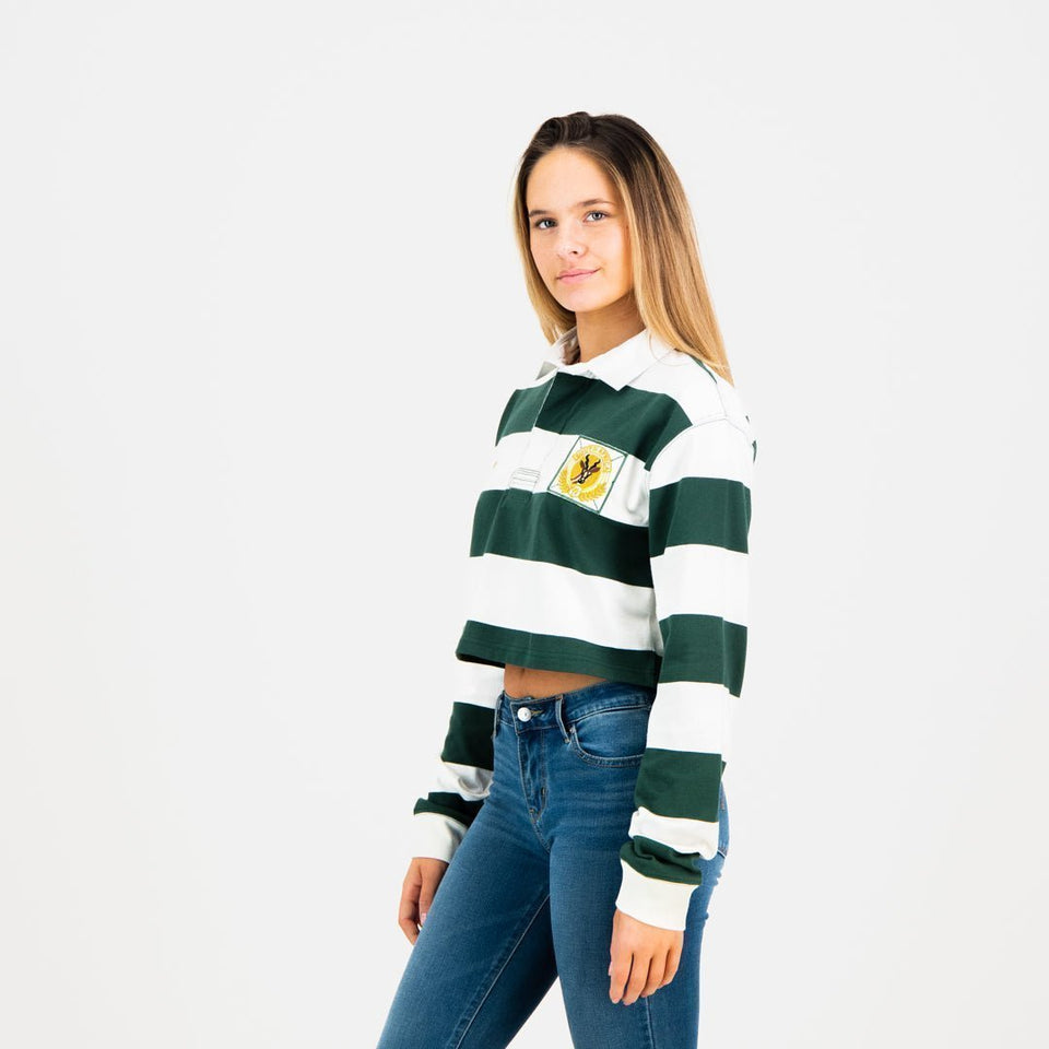 SA Supporters 8X8 Stripe Crop Rugby Jersey-Cloud Dancer